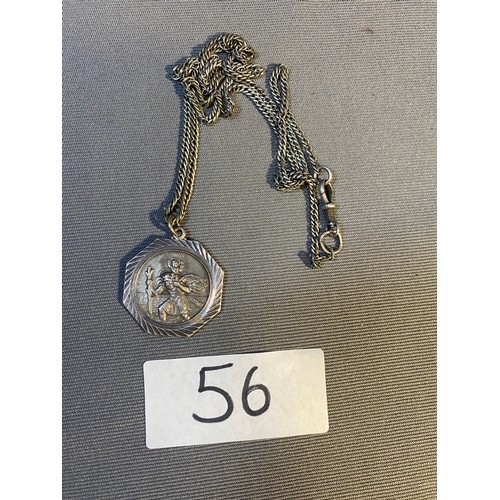 56 - Hallmarked Silver Christopher pendant & chain - Viewing Section: O47