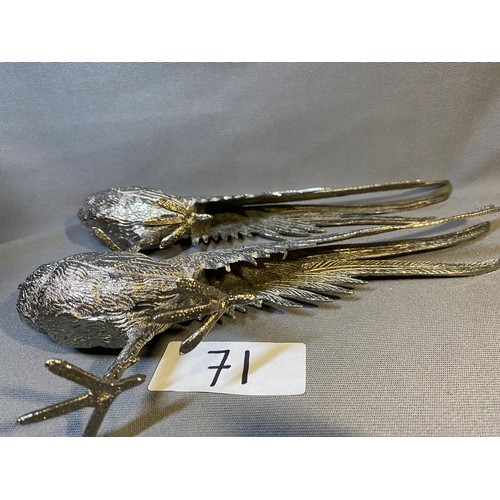 71 - Vintage pair of French cast metal pheasants - Viewing Section: O46