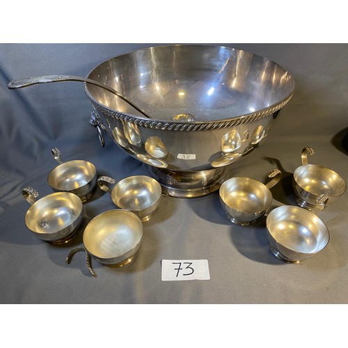 73 - Silver plated punch bowl, spoon & cups - Viewing Section: O45