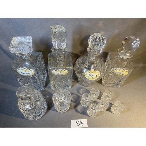 84 - Hand cut led crystal decanters & glasses with ceramic tags  - Viewing Section: O38