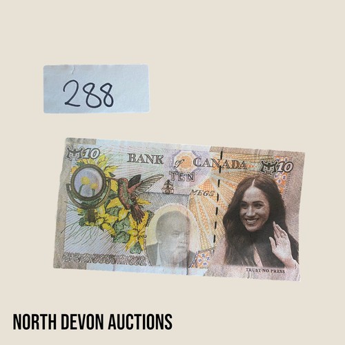 288 - Megan and Harry 'Trust no press' £10 bank note signed by artist - Viewing Section: O1A