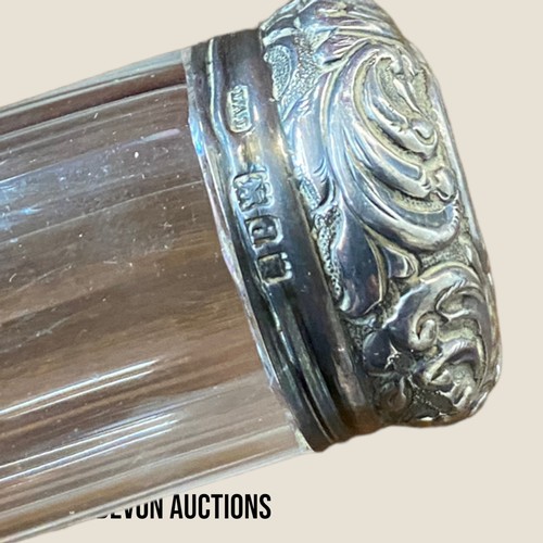 333 - Tall Dresser Jar with silver lid & additional silver hallmarked banded lid - Viewing Section: O47