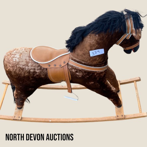 379 - Vintage horse hair and straw rocking horse - Viewing Section: S16