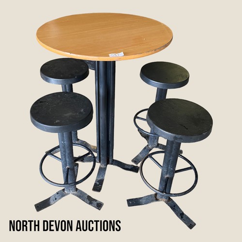 587 - Tall Cafeteria table & 4 x Stools 111 x 74 cm approx. Viewing Section: S15