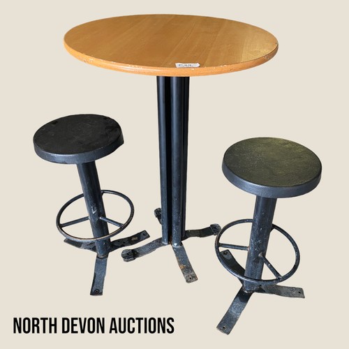 588 - Tall Cafeteria table & 2 x Stools 111 x 74 cm approx. - Viewing Section: S15