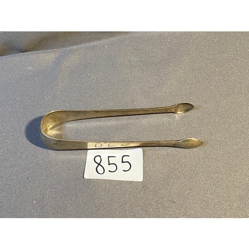 855 - Hallmarked Silver sugar tongs - Viewing section: O47