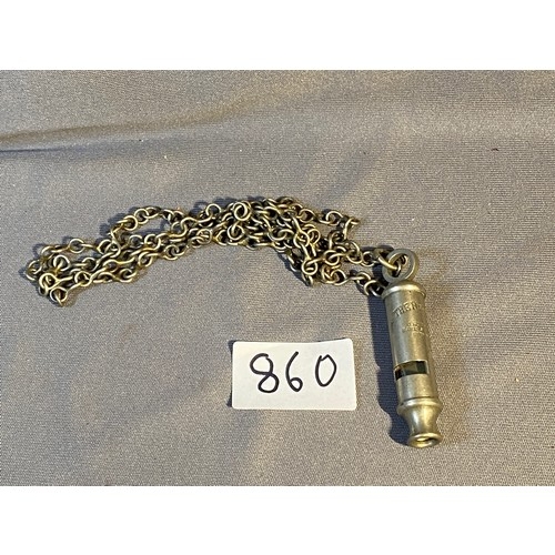 860 - 1 x The metropolitan whistle and original chain 