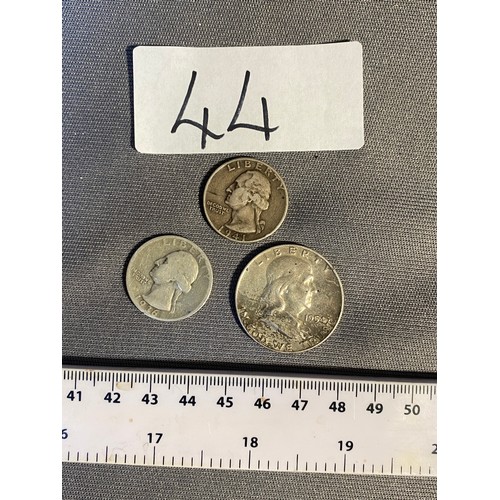 44 - USA Half dollar 1954, USA 2 x Quarter $ 1941 & 1936  - Viewing Section:  O1B