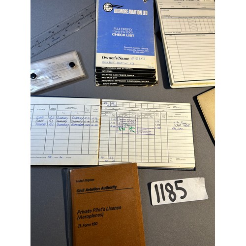 1185 - Pilots license, vintage airplane memorabilia and navigation equipment - Viewing Section: 048