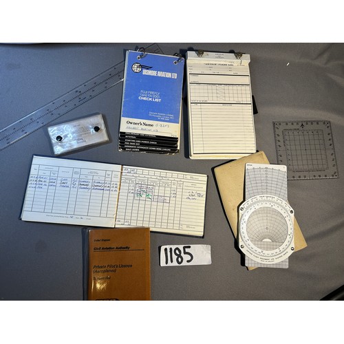 1185 - Pilots license, vintage airplane memorabilia and navigation equipment - Viewing Section: 048