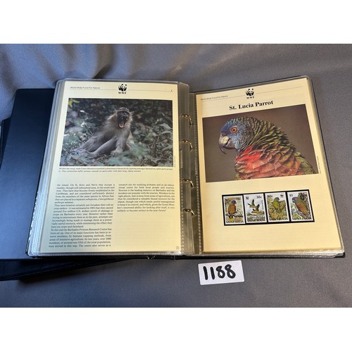 1188 - Collection of 56 WWF conservation stamps and 4 stamped and postmarked postcards:  stamp collection i... 