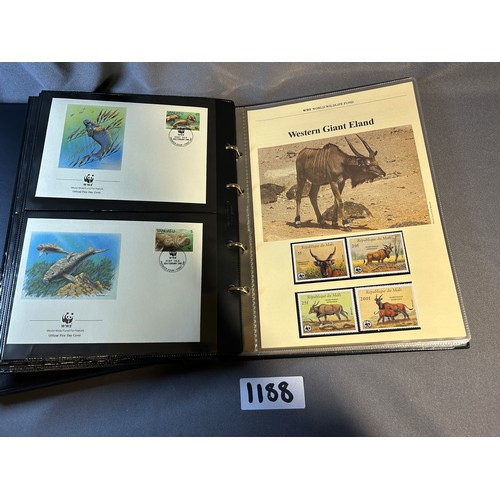 1188 - Collection of 56 WWF conservation stamps and 4 stamped and postmarked postcards:  stamp collection i... 