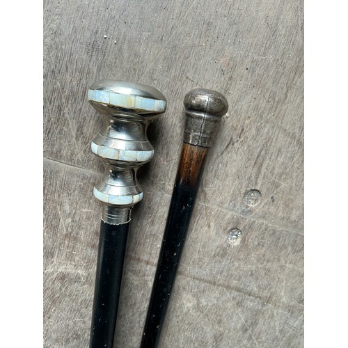 1190 - 2 x Swagger sticks - to include one with mother of pearl & compass - Viewing Section: 02