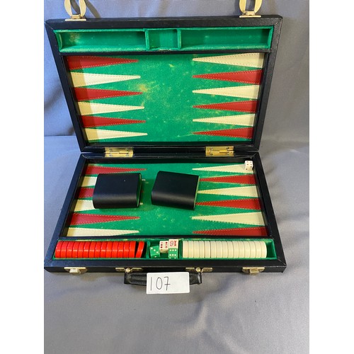 107 - Backgammon set in case