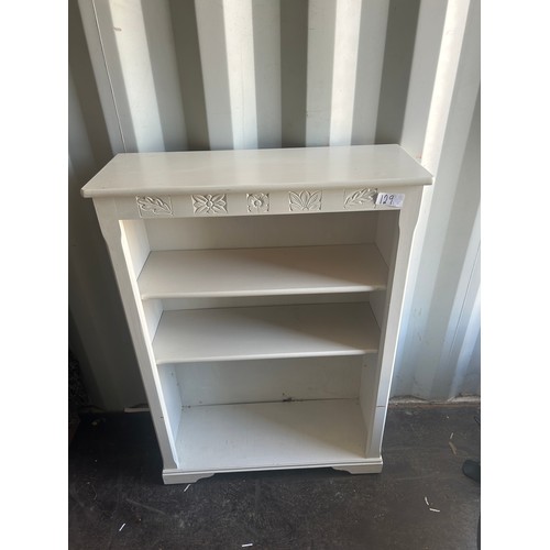 129 - Painted pine bookcase 114H x 30D x 81W approx.