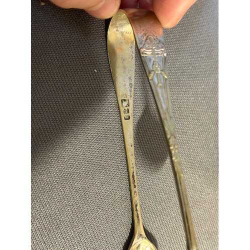 194 - Hallmarked silver sugar tongs, sugar spoon and another set of sugar tongs