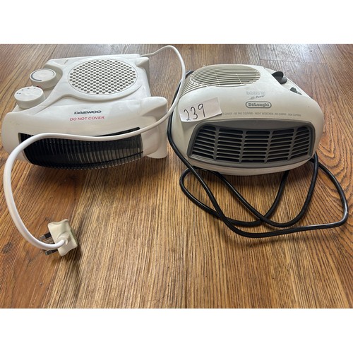 239 - 2 x Electric Fans (hot & cold settings)