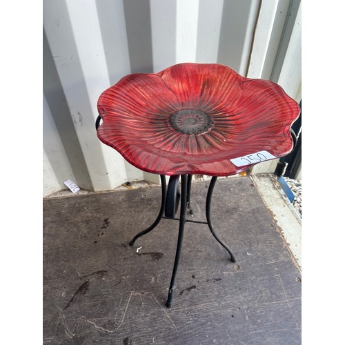 250 - Glass poppy Bird bath feeder table (foldable)