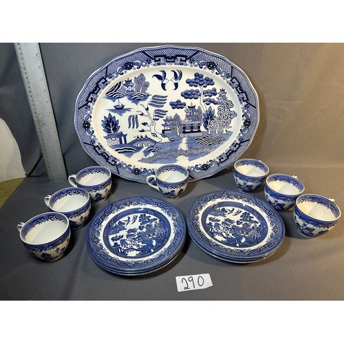 290 - Selection of blue + white china