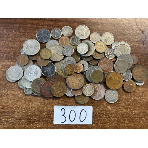 300 - Selection of foreign + vintage coins