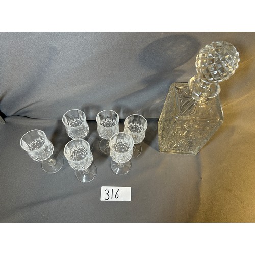 316 - Decanter & 6 glasses