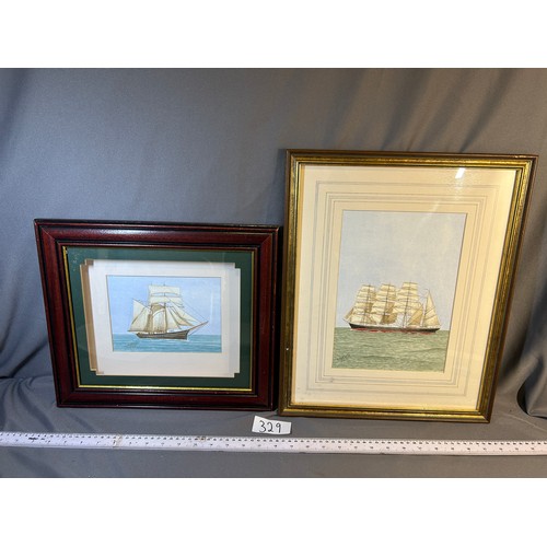 329 - 2 X Boat paintings Original watercolour by C Peeters