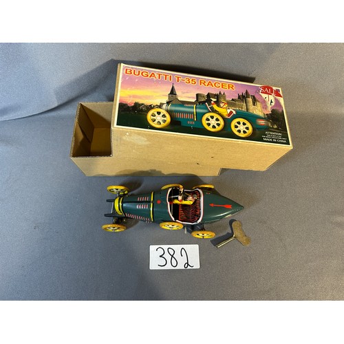 382 - 'Bugatti T-35 Racer' tin plate collectors Toy - with key