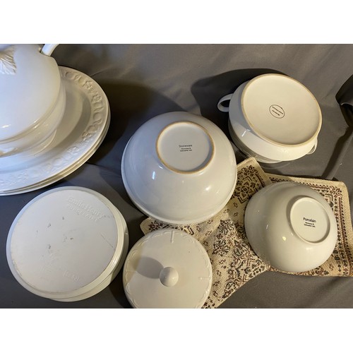 393 - Selection of white cookware