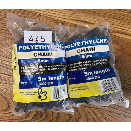 465 - 2 x Bags of 5M 6mm Polyethylene black chain