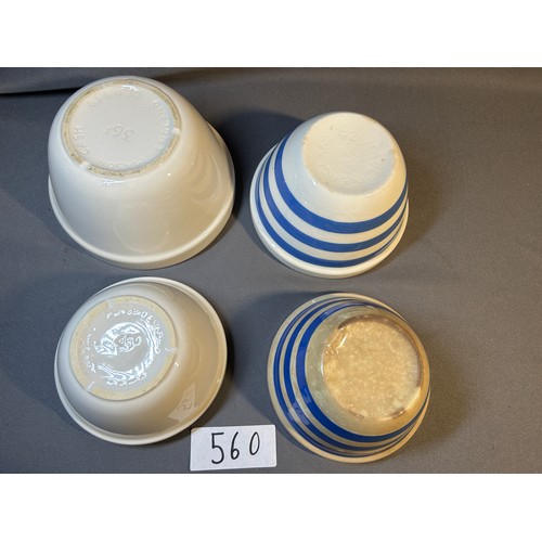 560 - 4 x mixing bowls (2 which are Mason & Cole)