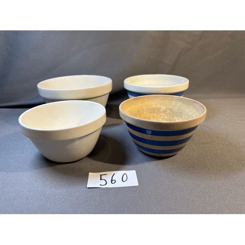 560 - 4 x mixing bowls (2 which are Mason & Cole)