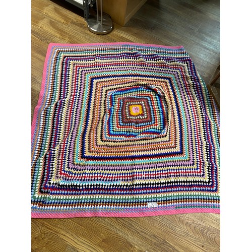 565 - Wool Crochet blanket - 148 x 146cm approx.