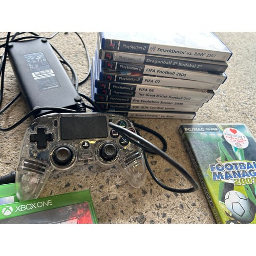 671 - X-Box 360 - missing power wire & a large collection of various games (360, PS2 Xbox one + others)