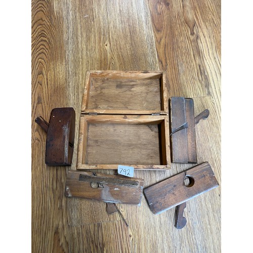 792 - Selection of vintage planes and wooden box