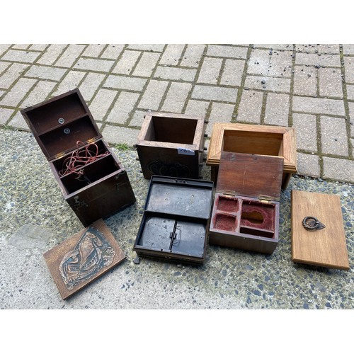 783 - Miscellaneous collection of 4 assorted wooden boxes and metal cash box