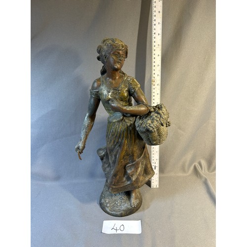 40 - Metal figure of a girl with a basket