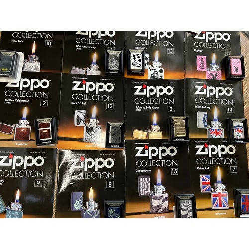 862 - Zippo lighters with magazines and collectors box - partial collection