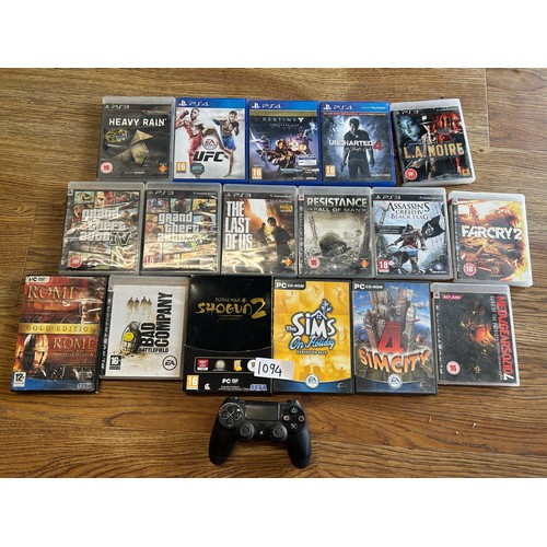 1094 - Selection of PS4/PS3/PC games plus a PS3 Controller