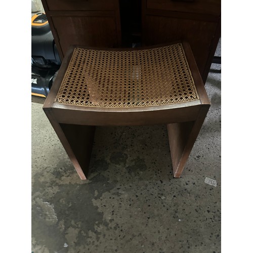 845 - Vintage corner wooden desk  with matching stool - fittings and fixtures included.