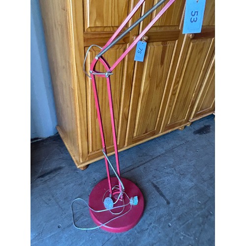 53 - Red floor standing retro style lamp