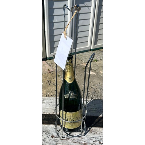 74 - Toilet roll holder with empty 'Bollinger' Champaign bottle