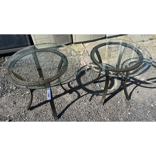 78 - 2 x Glass topped tables - 55 x 66 cm approx.