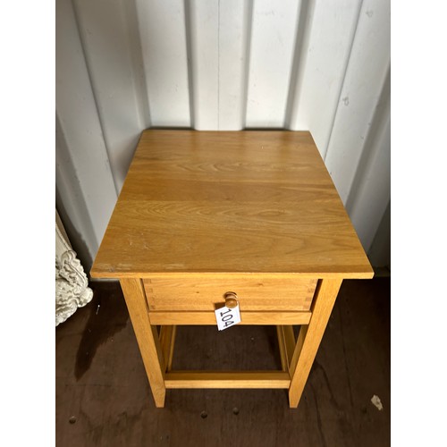 104 - Oak bedside table  (no glass for shelf at the bottom) 51 x 45 x 60 cm approx.