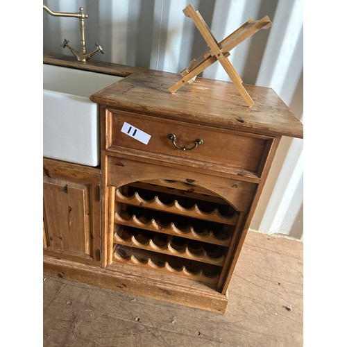 11 - Freestanding kitchen pine unit with Belfast sink and wine rack