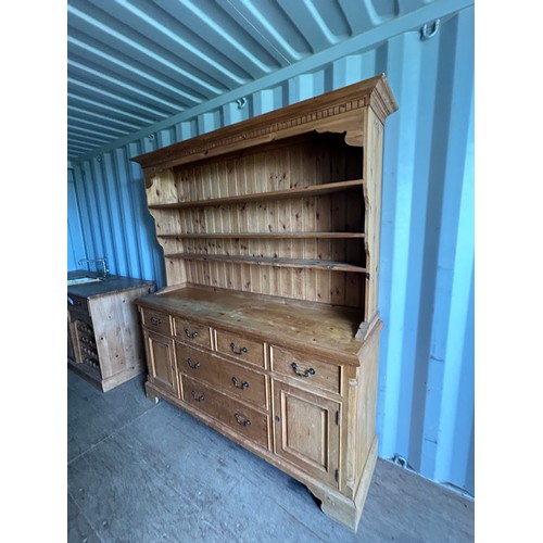 12 - Large pine dresser - 48cms (D) x 180cms (H) x 202cms (W) approx.