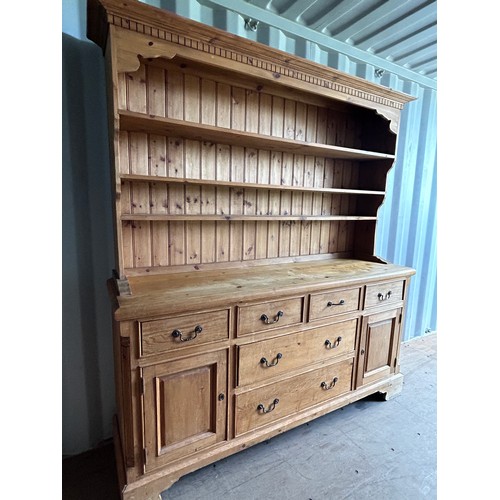 12 - Large pine dresser - 48cms (D) x 180cms (H) x 202cms (W) approx.