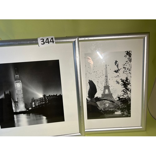 344 - 3 framed black and white pictures