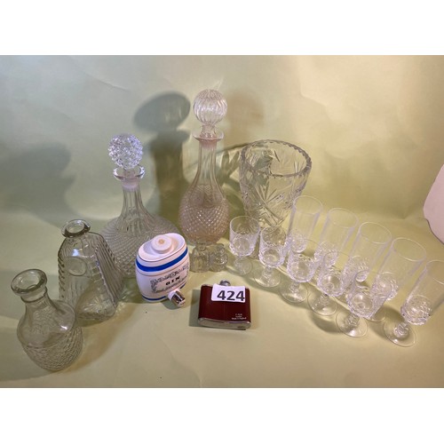 424 - Selection of decanters, glasses etc.