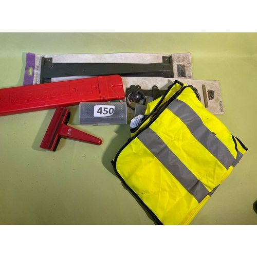 450 - Selection of various miscellaneous items to include hi-viz waistcoat and warning triangle