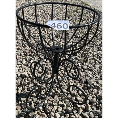 460 - Iron plant pot basket on stand